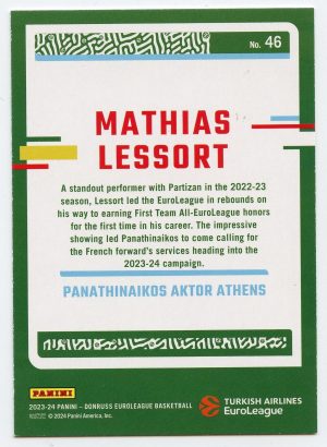 2023-24 Panini Donruss Euroleague Mathias Lessort #46 Panathinaikos