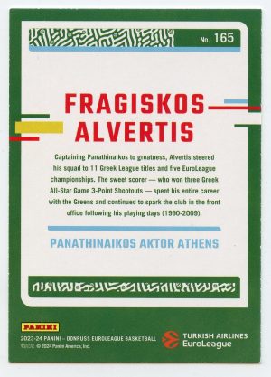 2023-24 Panini Donruss Euroleague Fragiskos Alvertis #165 Panathinaikos