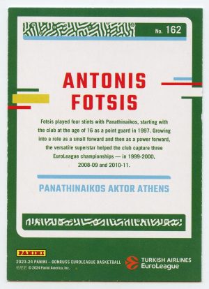 2023-24 Panini Donruss Euroleague Antonis Fotsis #162 Legends Panathinaikos