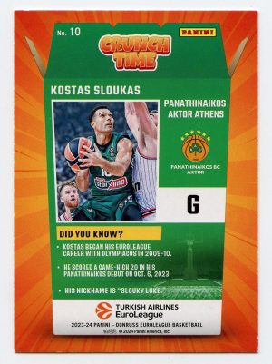 2023-24 Panini Donruss Euroleague Kostas Sloukas #10 Crunch Time Panathinaikos