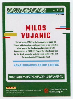 2023-24 Panini Donruss Euroleague Milos Vujanic #184 Optic Legends