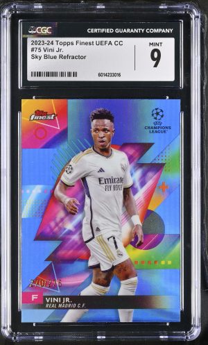 2023-24 Finest UEFA CC #75 Vini Jr. Sky Blue Refractor /275 CGC 9