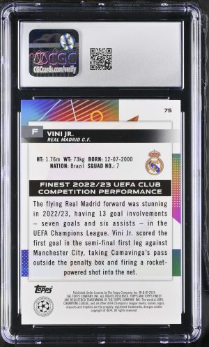 2023-24 Finest UEFA CC #75 Vini Jr. Sky Blue Refractor /275 CGC 9