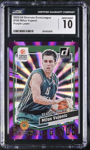 2023-24 EuroLeague #184 Milos Vujanic Purple Laser /99 CGC GM10