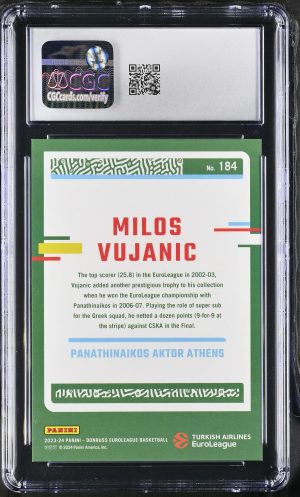 2023-24 EuroLeague #184 Milos Vujanic Purple Laser /99 CGC GM10