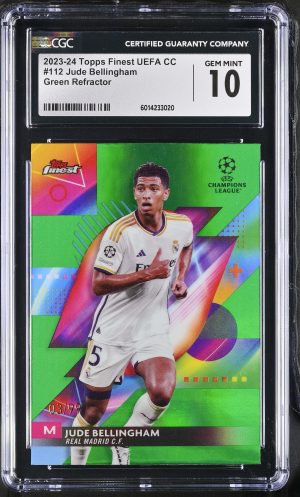 2023-24 Finest UEFA CC #112 Jude Bellingham Green Refractor /99 CGC GM10