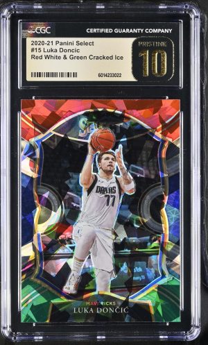 2020-21 Select #15 Luka Doncic Red White & Green Cracked Ice CGC PRI10