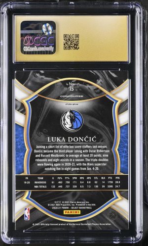 2020-21 Select #15 Luka Doncic Red White & Green Cracked Ice CGC PRI10