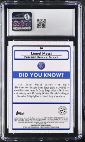 2021-22 Merlin Chrome UEFA #30 Lionel Messi CGC 9.5