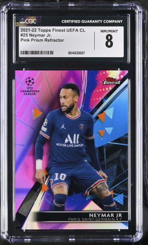 2021-22 Finest UEFA CL #25 Neymar Jr. Pink Prism Refractor /125 CGC 8