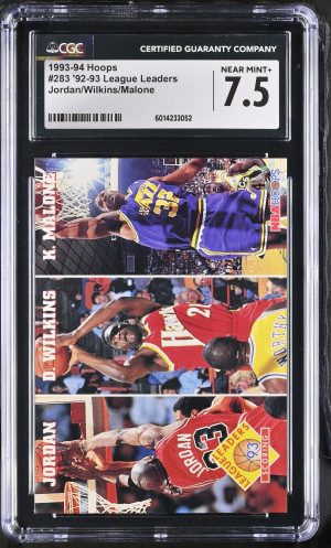 1993-94 Hoops #283 ’92-93 League Leaders Jordan/Wilkins/Malone  CGC 7.5