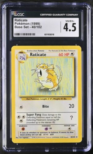 1999 Base Set #40/102 Raticate CGC 4.5