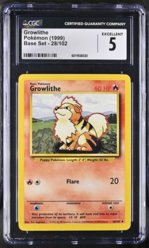 1999 Base Set #28/102 Growlithe CGC 5